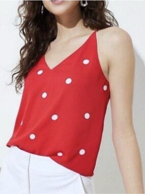 NWOT LOFT Red Polka Dot V-Neck Cami